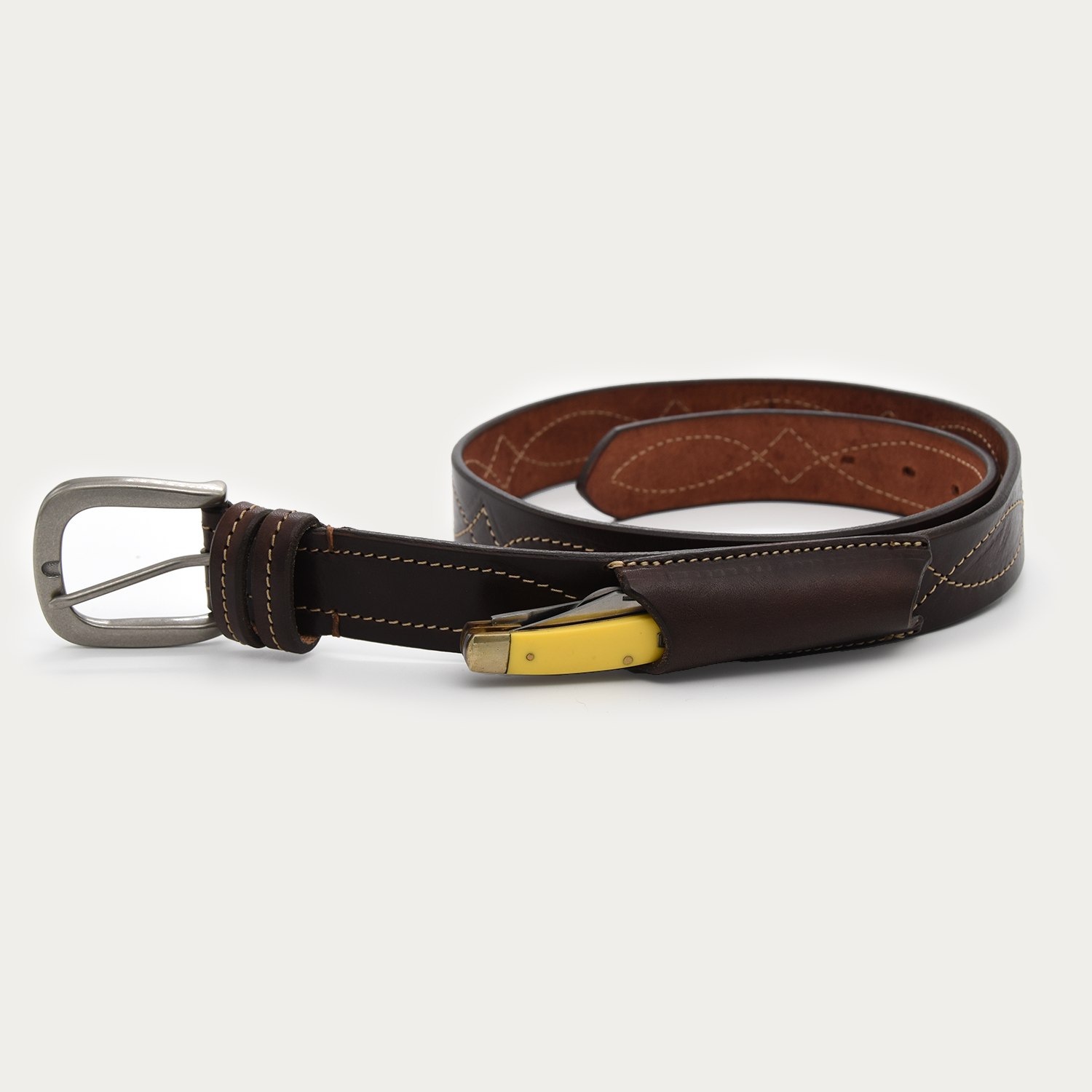 Single Cowboy Stitch Stockman's Knife Belt (tan stitch)