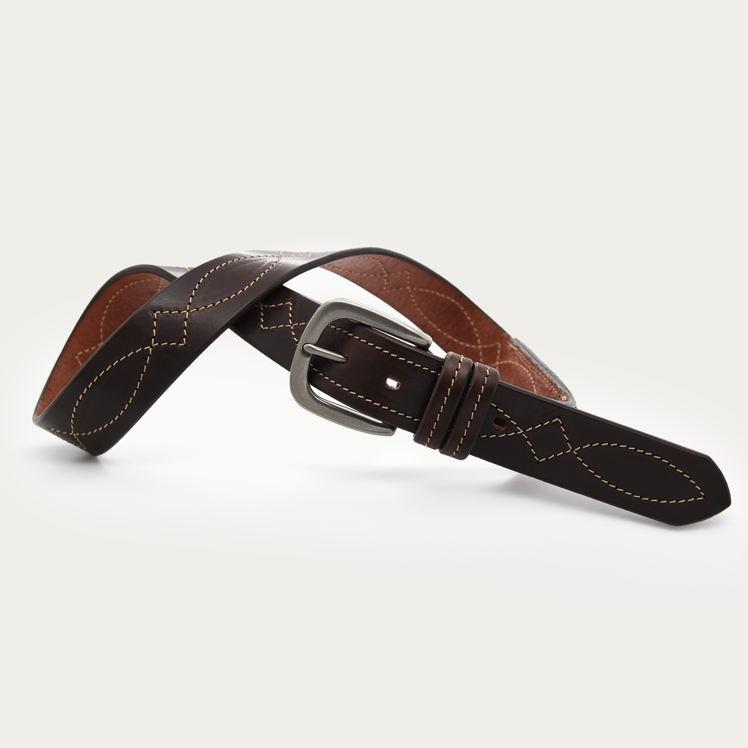 Single Cowboy Stitch Stockman's Knife Belt (tan stitch)