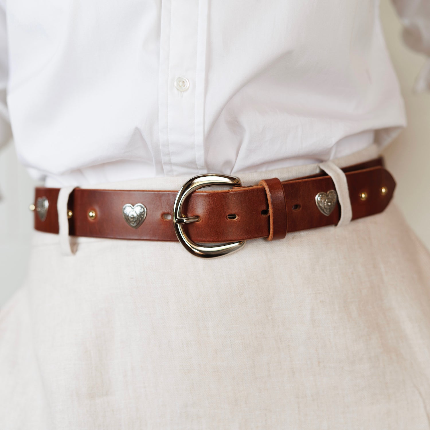 Two-tone Diablo Heart and Stud Belt