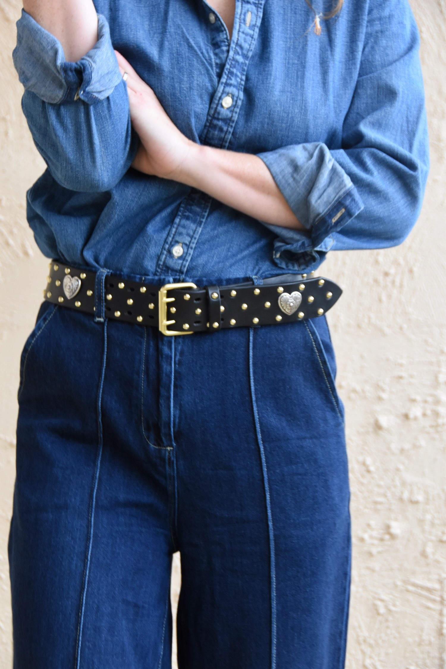 Gold Studded Heart Belt