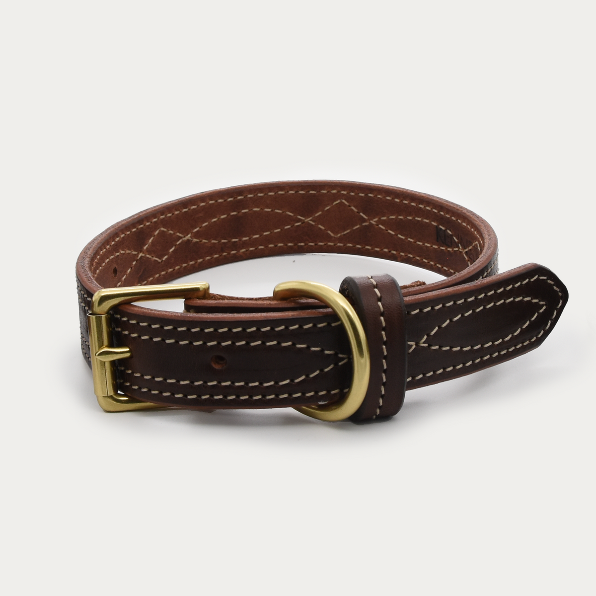 Dog Collar - Cowboy Stitch - Brass