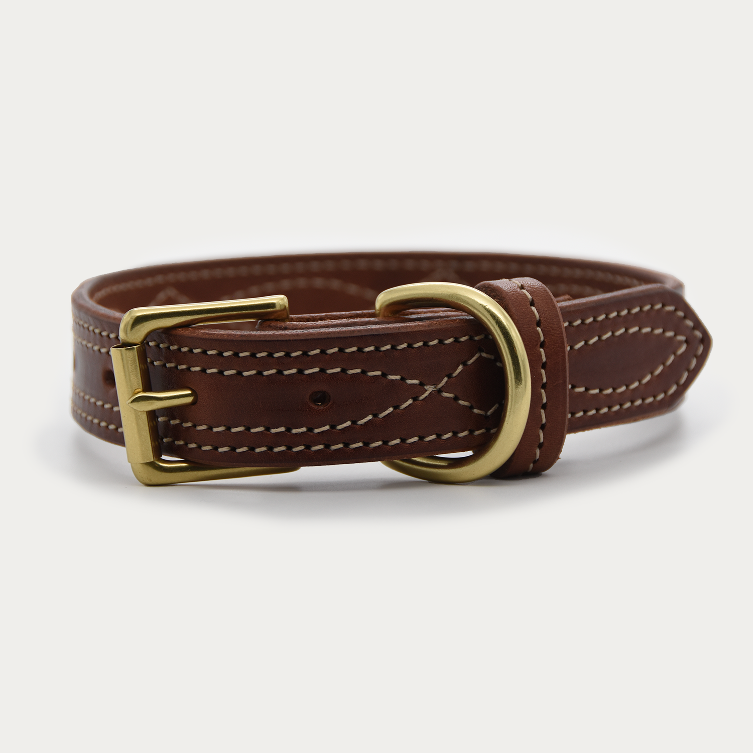 Dog Collar - Cowboy Stitch - Brass