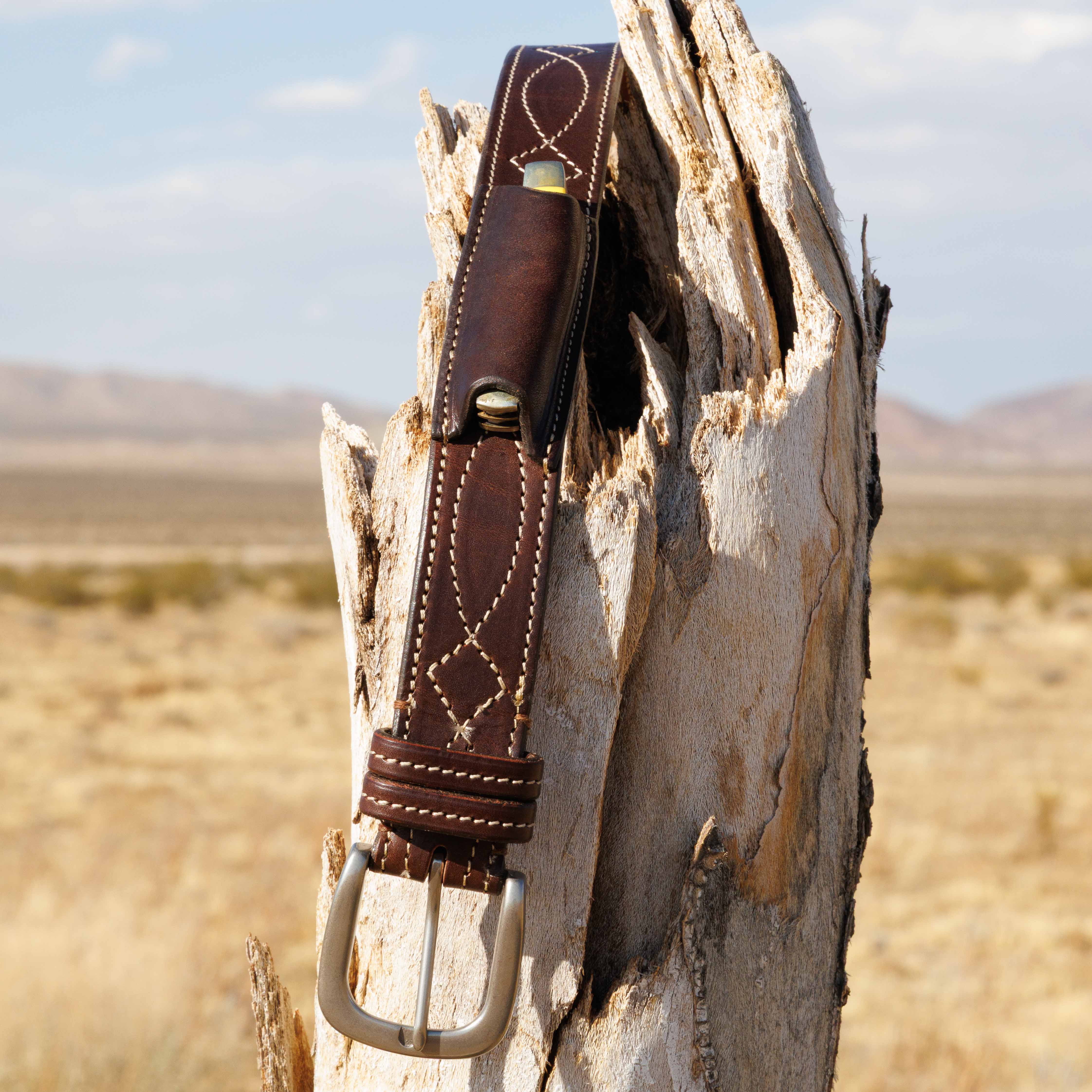 Cowboy Stitch Stockman's Knife Belt (tan stitch)