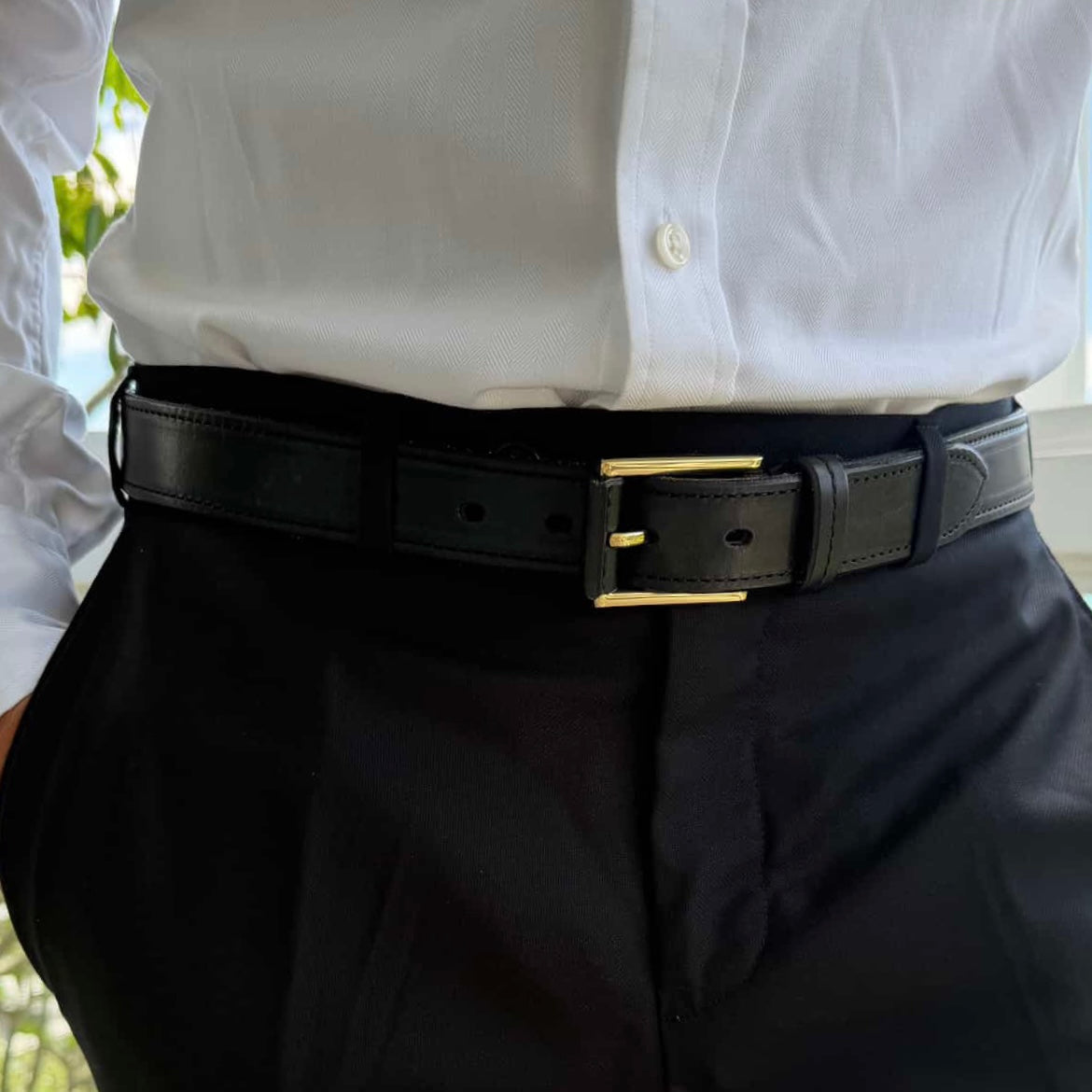 Stitched Square Dress Belt - 1.25"