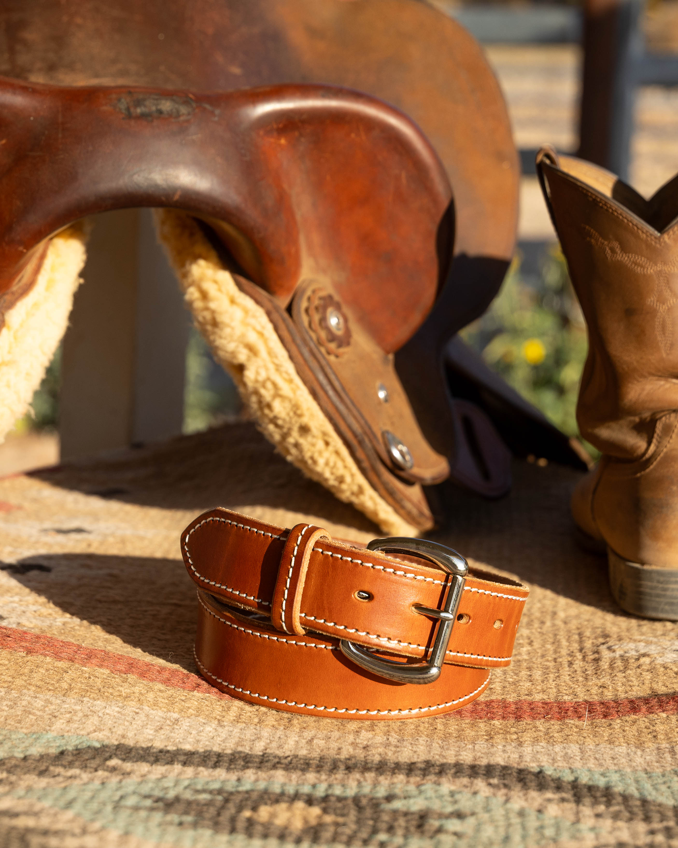 Bold Stitched Rectangle Belt