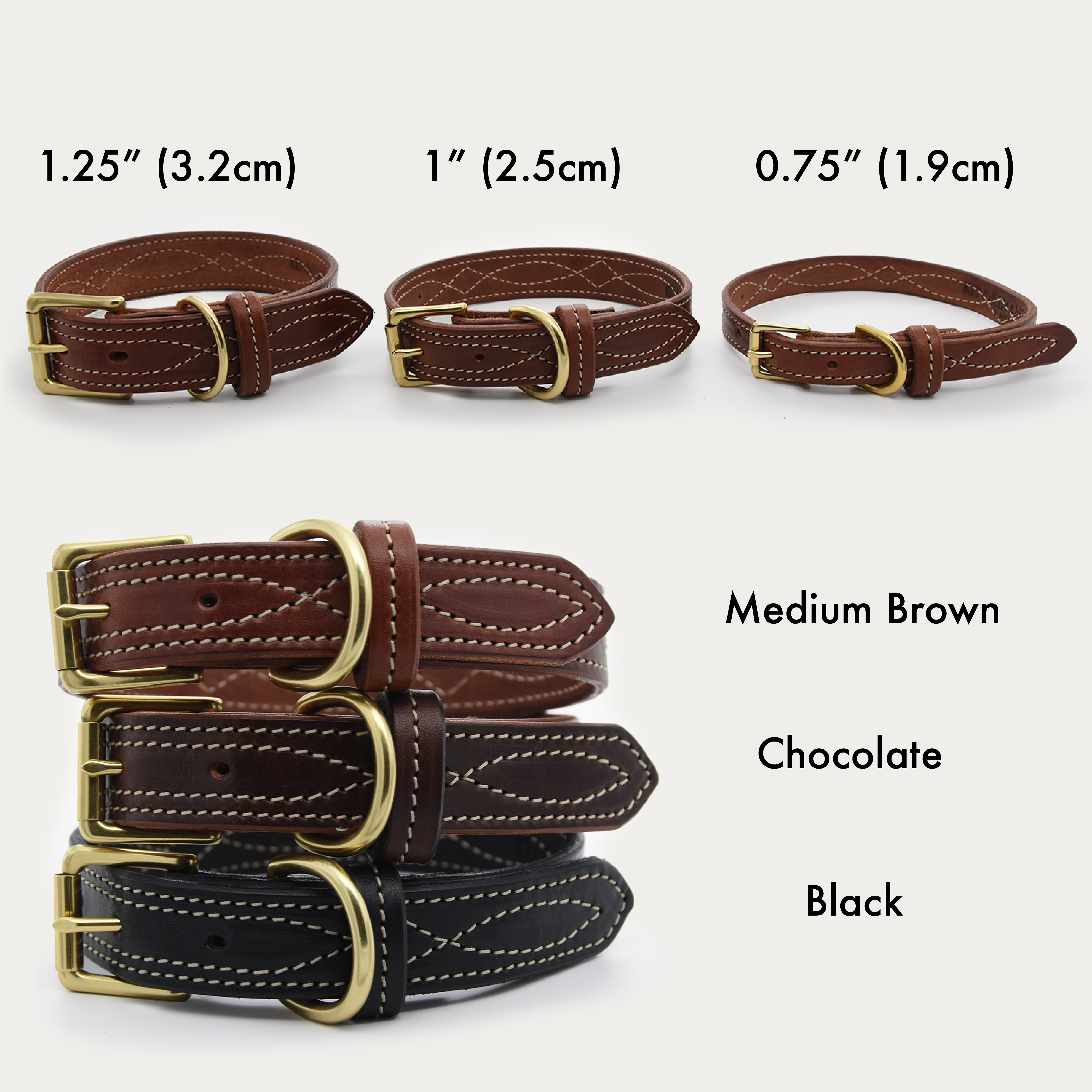 Dog Collar - Cowboy Stitch - Brass