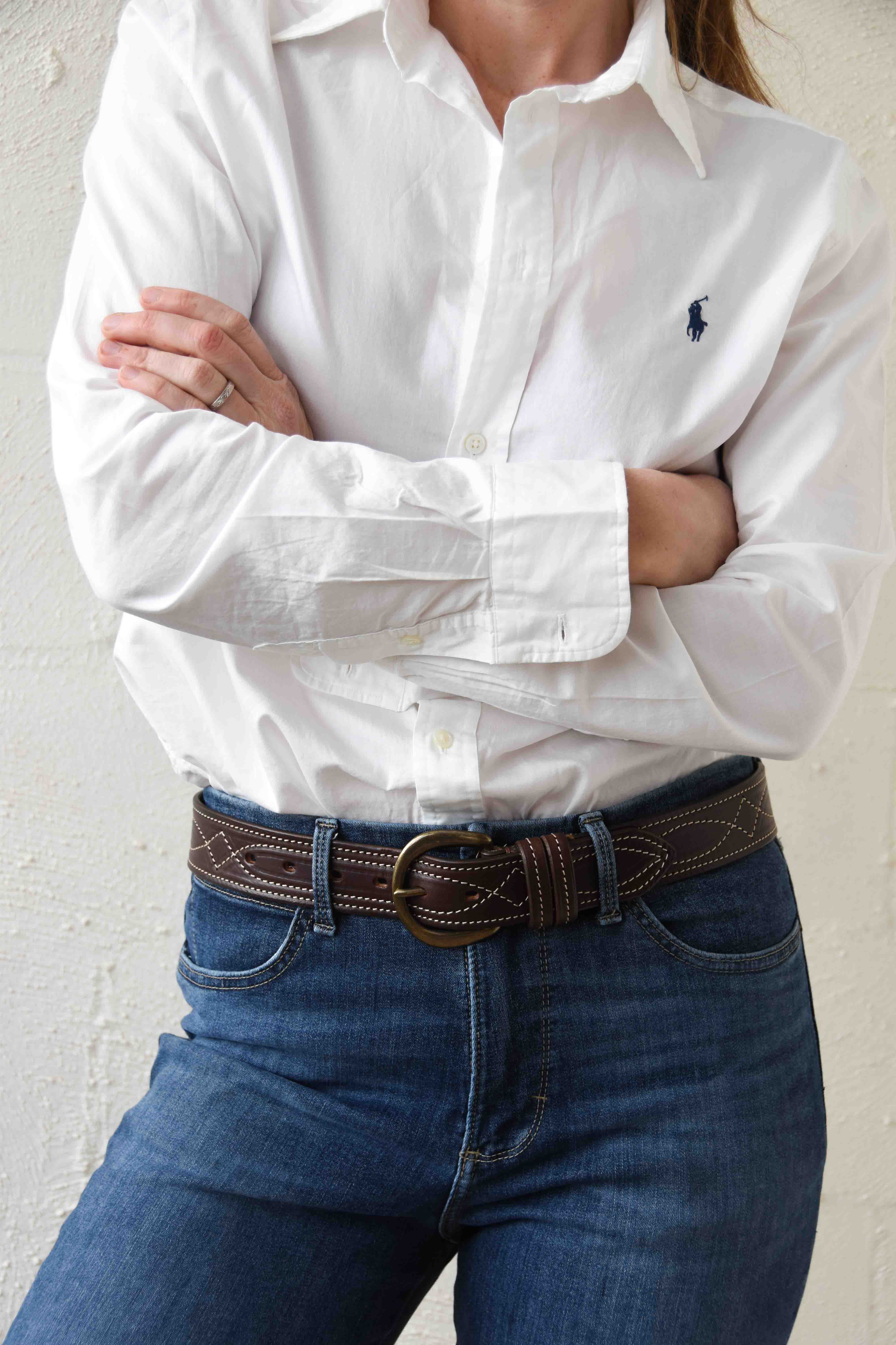 Curved Cowgirl Stitch Belt (tan stitch)