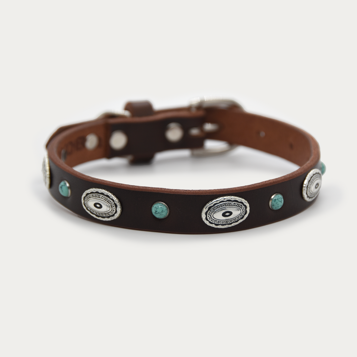 Dog Collar - Turquoise Medallion - Silver