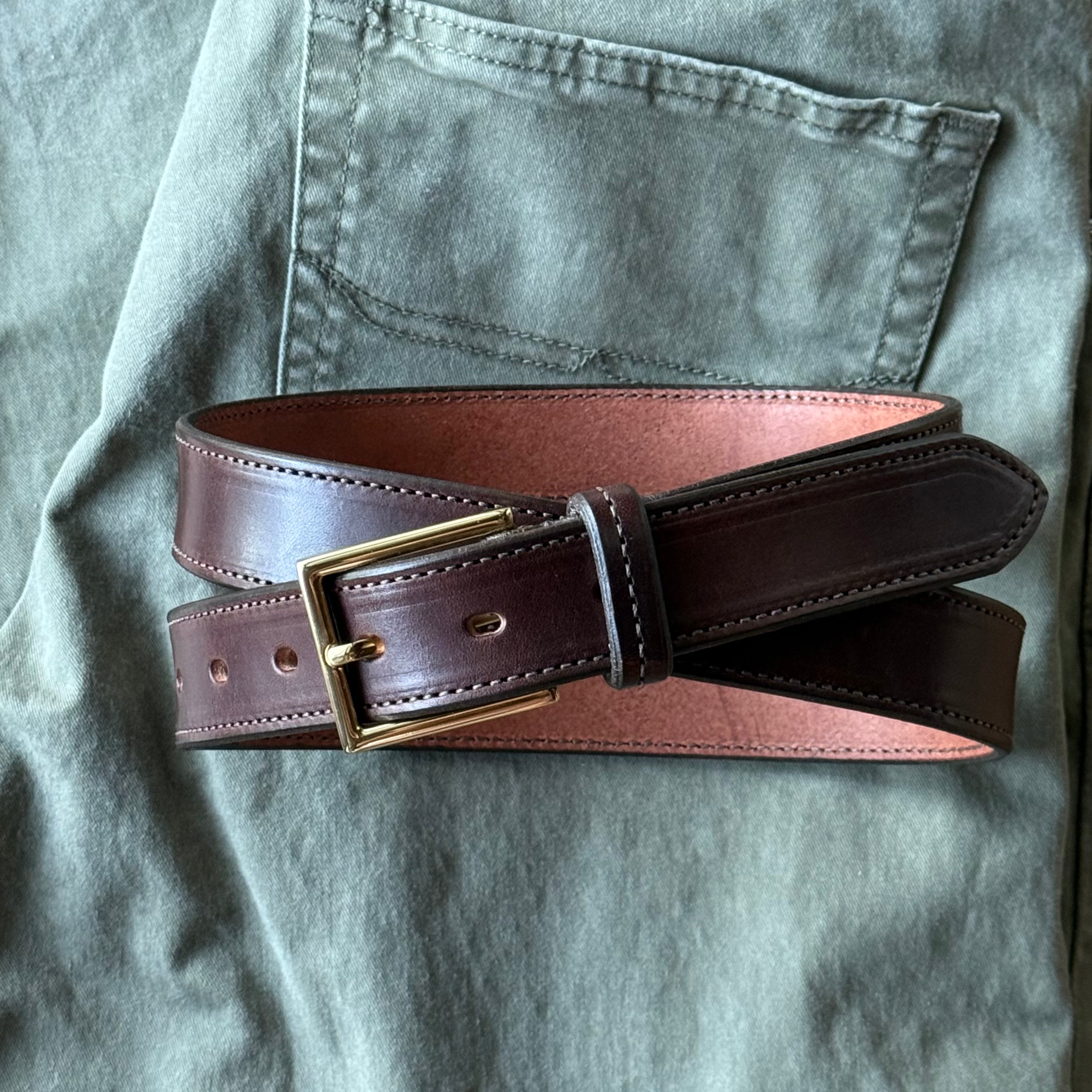 Classic Stitched Square Dress Belt - 1.25"