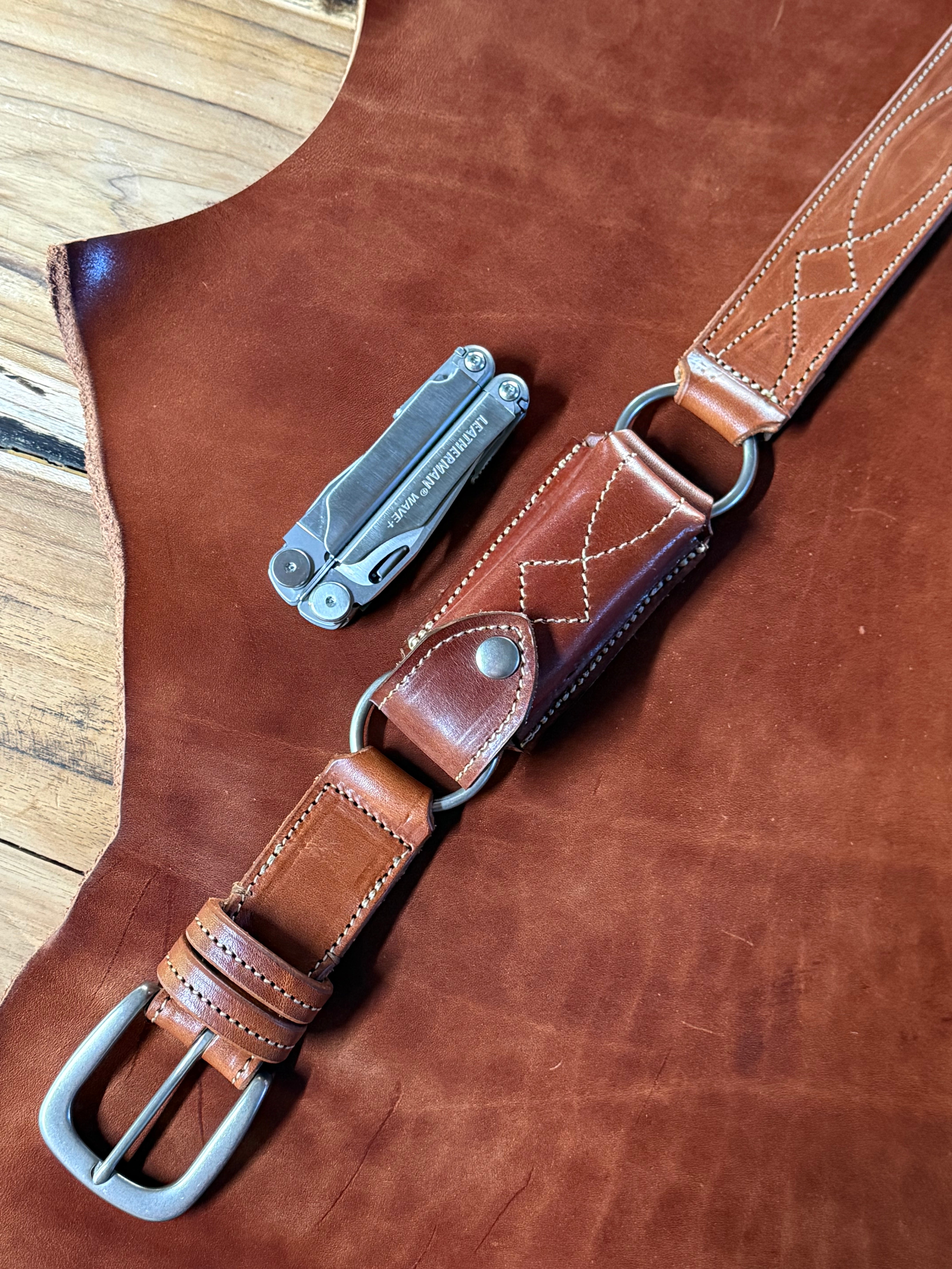 Cowboy Stitch Hobble Knife Belt - Leatherman Wave +